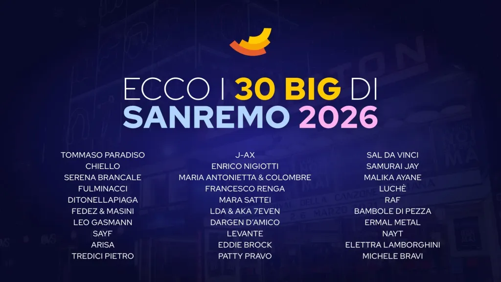 I 30 Big del Festival di Sanremo 2026