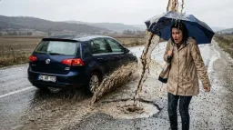 Yol geniş olmasına rağmen sürücü üzerine çamur sıçrattı,çukuru görmemiştir derim