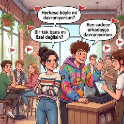 Herkese flörtöz davranması.