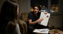 Partnerin senden önce çektiği erotik filmden gelen telif parasını gösteriyor.