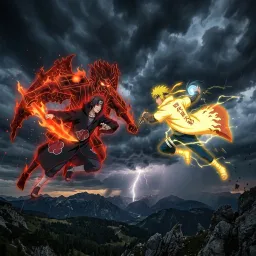İtachi (Sağlıklı / Mangekyou) vs. Minato (Edo tensei)