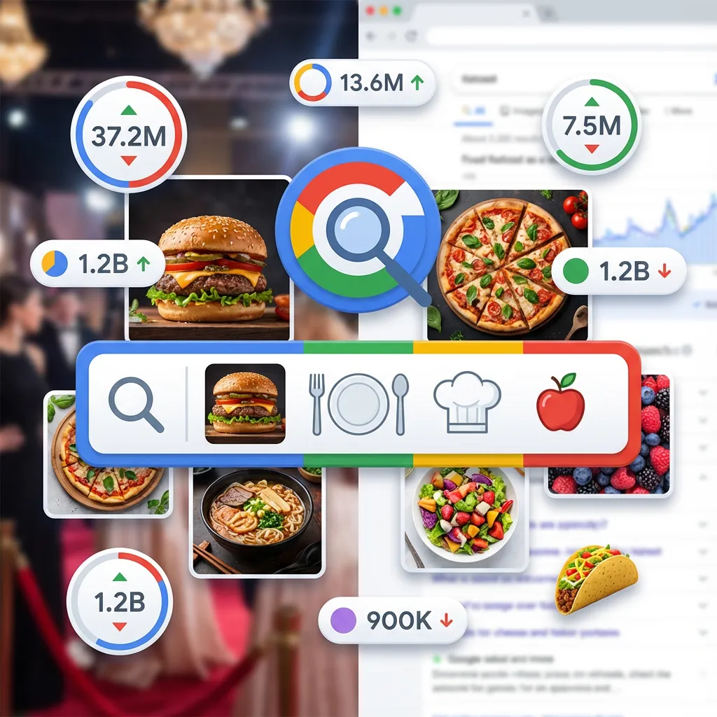 Liczba wyników wyszukiwania Google dotyczących żywności