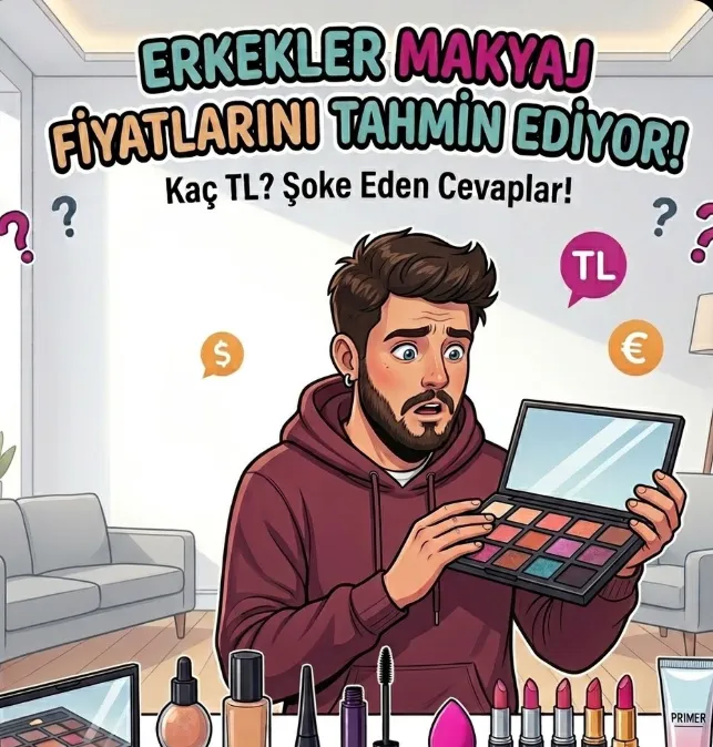 ERKEKLER MAKYAJ MALZEMELERİNİN FİYATLARINI TAHMİN EDİYOR