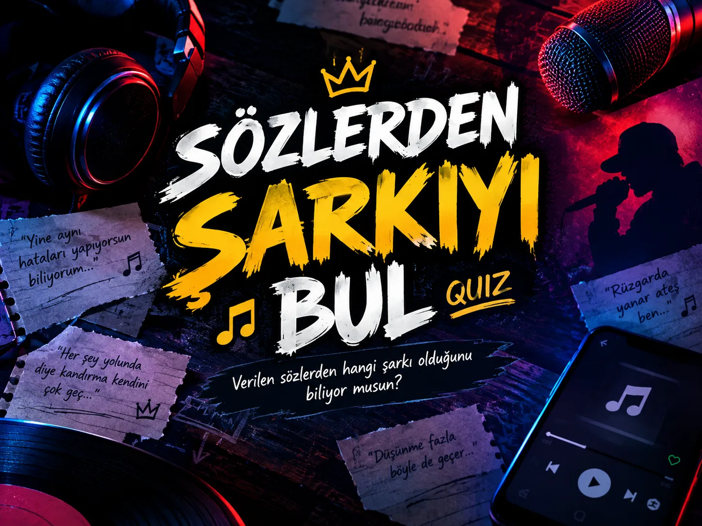 🎵 Sözlerden Şarkıyı Bul! — Türkçe Müzik Challenge